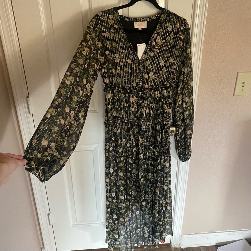 Black Floral Rococo Sand Maxi Dress